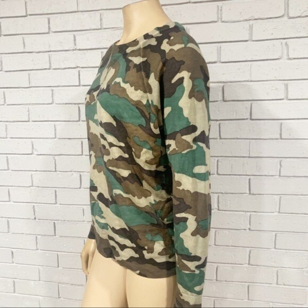J.Crew Tippi Camo Merino Wool Crewneck Sweater Green Brown Preppy Medium - Picture 4 of 10